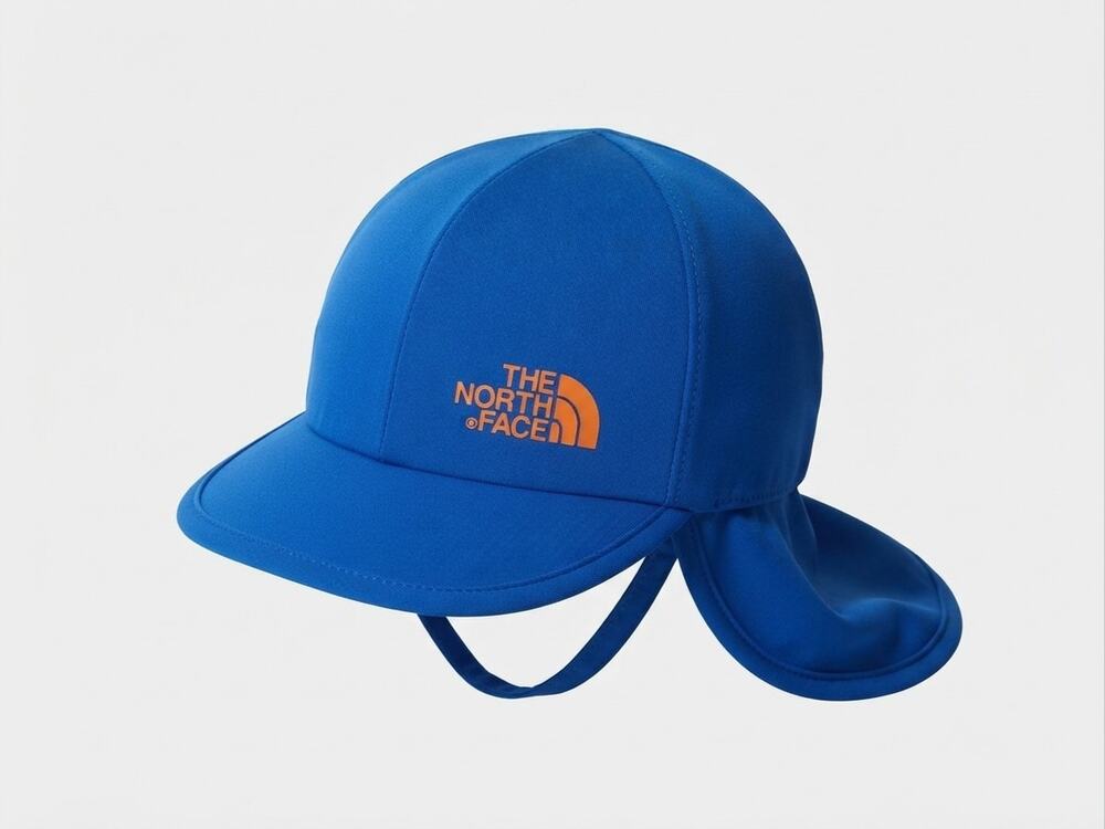 The North Face Baby Sun Buster Hat Blue Neck Flap UPF 40+ Infant EUC